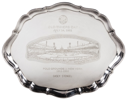 1962 New York Mets Polo Grounds Silver Tray Presented to Casey Stengel (Letter of Provenance)